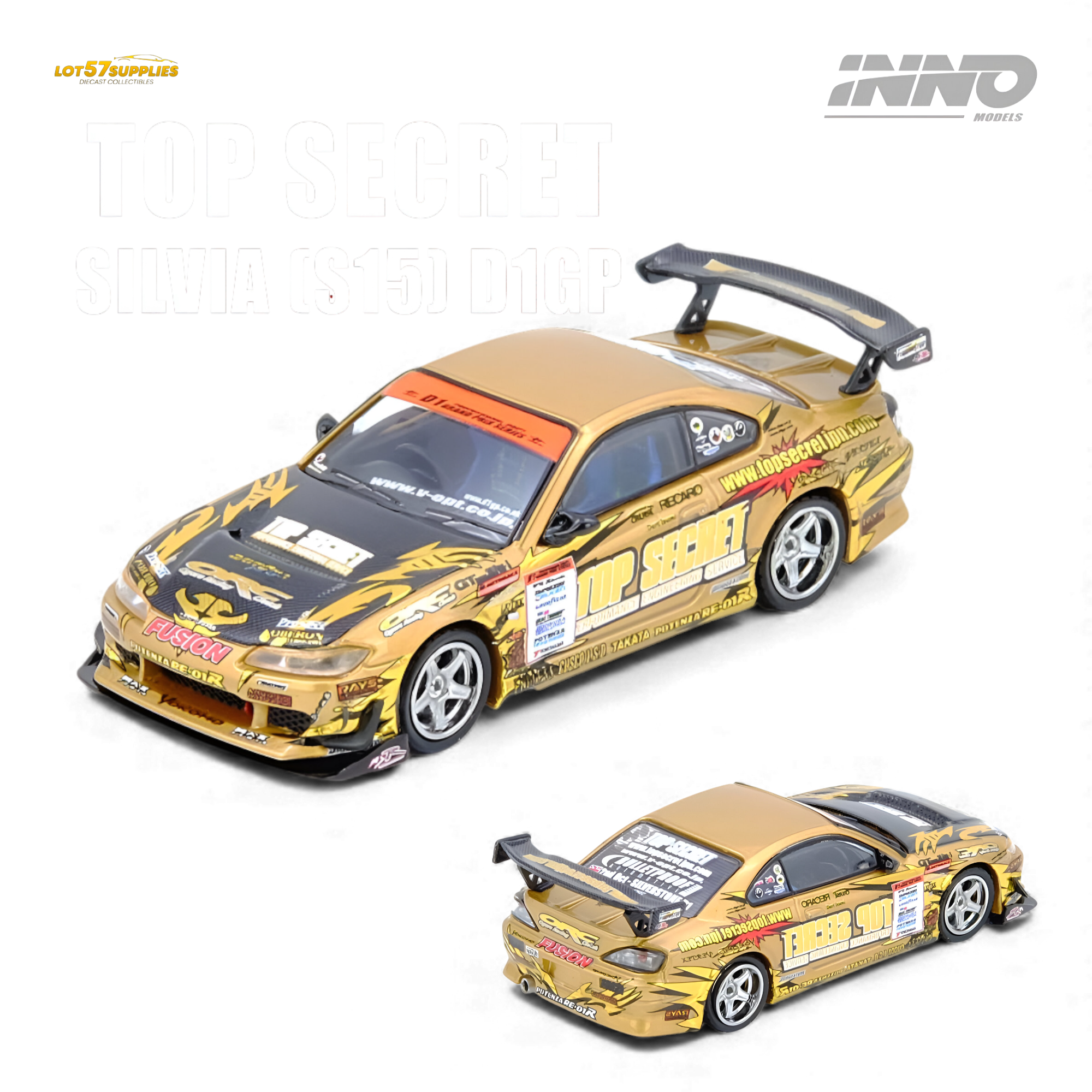(Pre-Order) INNO64 Top Secret Silvia S15 D1GP 2004 Gold 1:64