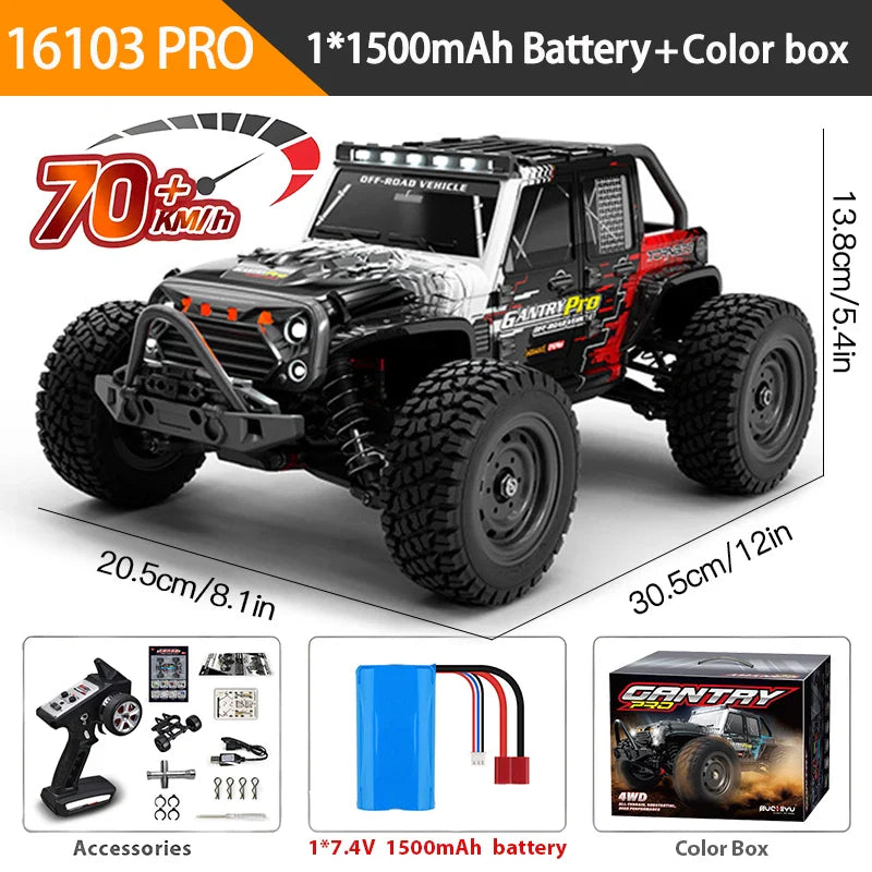 1:16 4WD RC Car 70KM/H High-Speed Drift Remote Control Truck